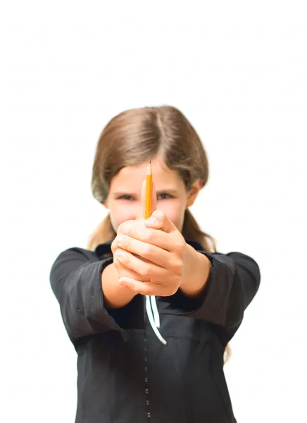 Студентська дівчина-підліток з олівцем — стокове фото