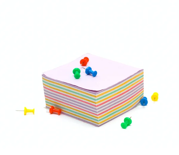 Ofis renk kağıt ve PIN — Stok fotoğraf