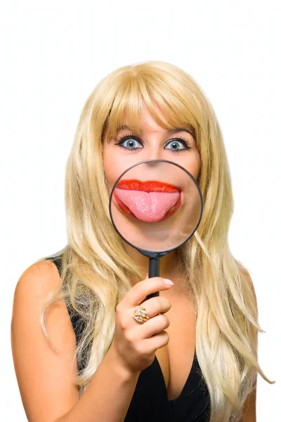 Girl see her tongue — Stock Photo, Image