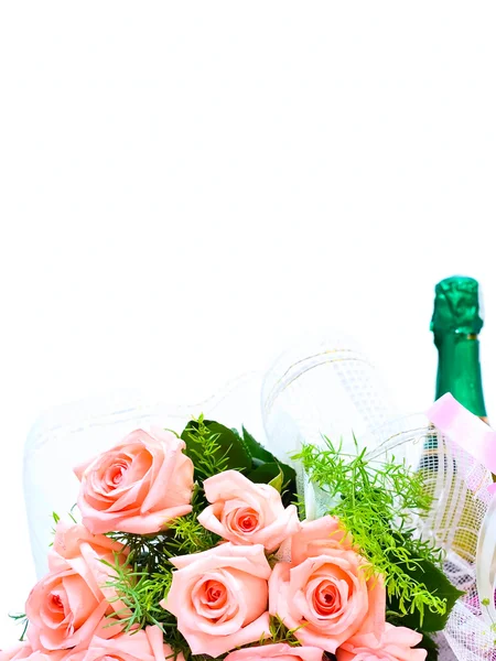 Розы и шампанское — стоковое фото