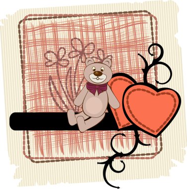 Valentine card with the bear clipart