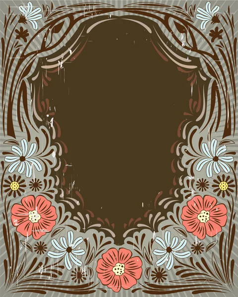 Vintage frame met de bloemen — Stockvector