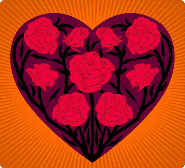 バレンタインの花の心 — ストックベクタ