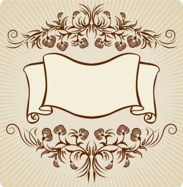 Vintage label with the flowers clipart