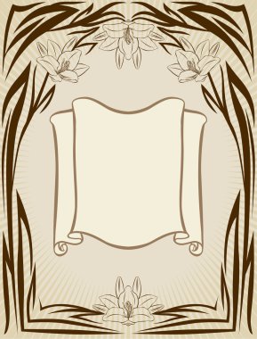 Vintage frame with the flowers clipart