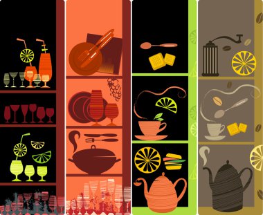Vertical cafe banners clipart