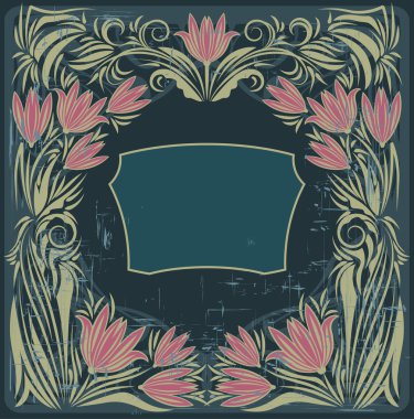 Vintage frame with the flowers clipart