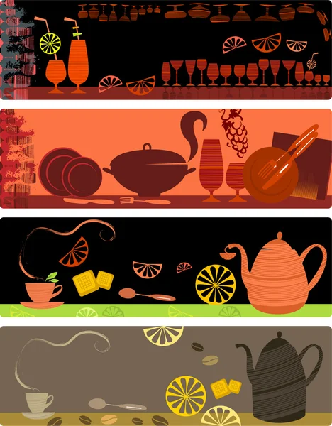 Template designs of cafe banners — Stock Vector