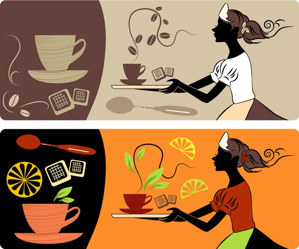 Баннеры с чаем и кофе — стоковый вектор