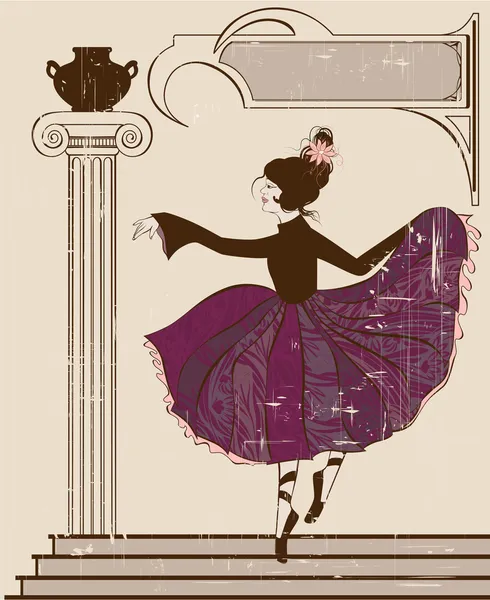 Vintage balerin — Stok Vektör