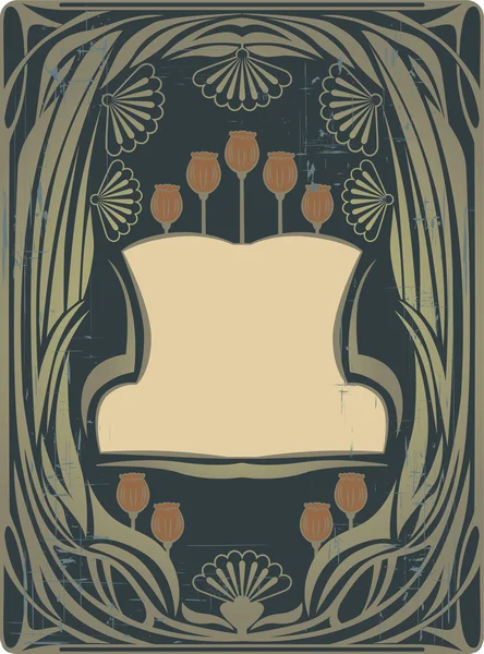 Marco Art Nouveau con las amapolas — Archivo Imágenes Vectoriales
