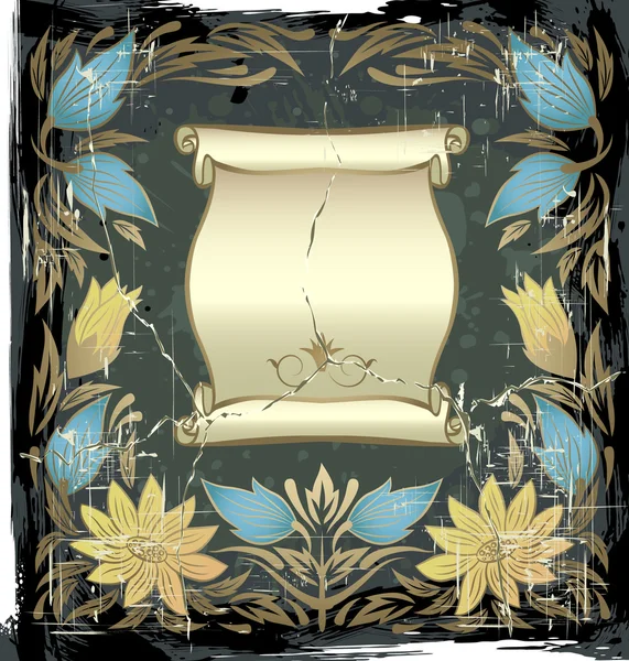 Винтажная золотая рамка с цветами — стоковый вектор