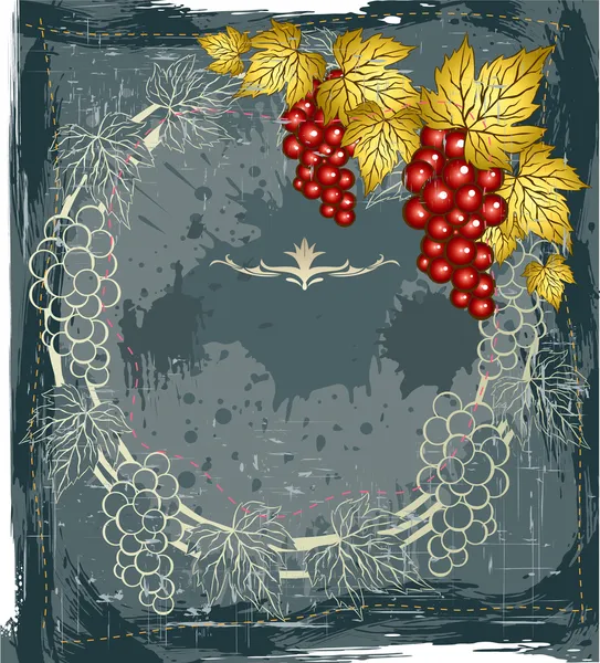 Fond vintage avec les raisins — Image vectorielle