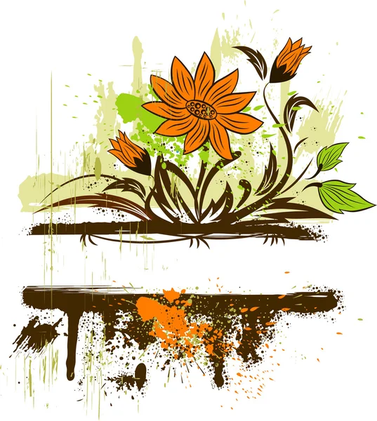 Fond grunge avec les fleurs — Image vectorielle