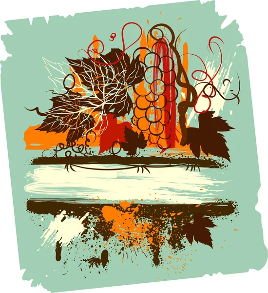 Grunge fond avec le raisin — Image vectorielle
