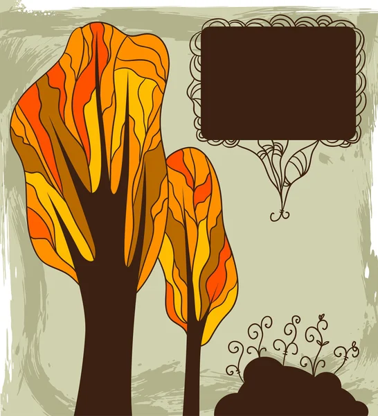 Ağaçlar ile sonbahar arka plan — Stok Vektör