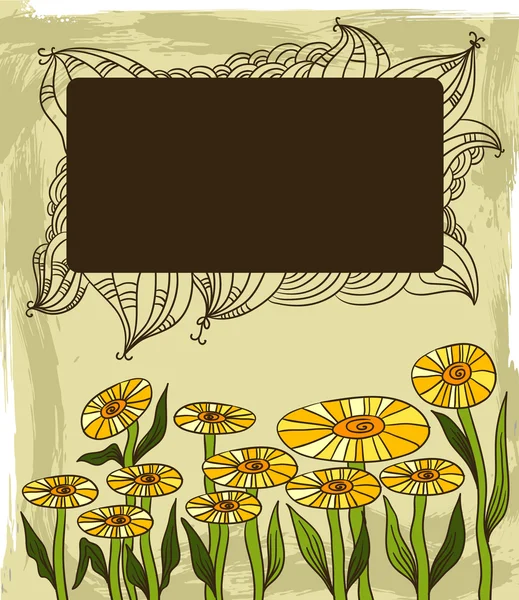 Grunge achtergrond met de bloemen — Stockvector