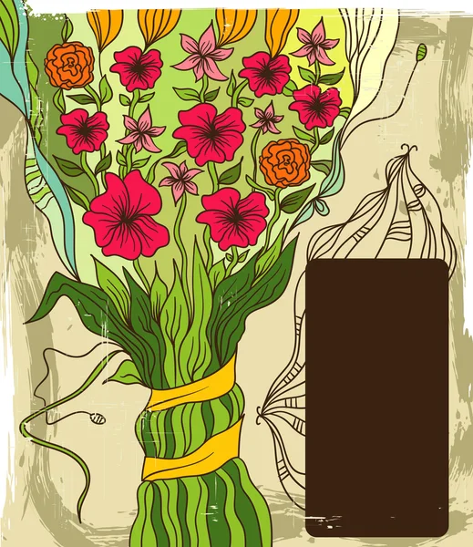Grunge achtergrond met de bloemen — Stockvector