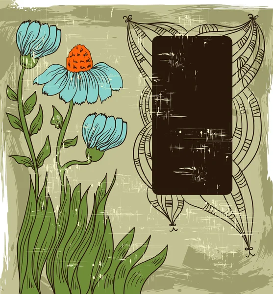 Grunge Hintergrund mit den Blumen — Stockvektor