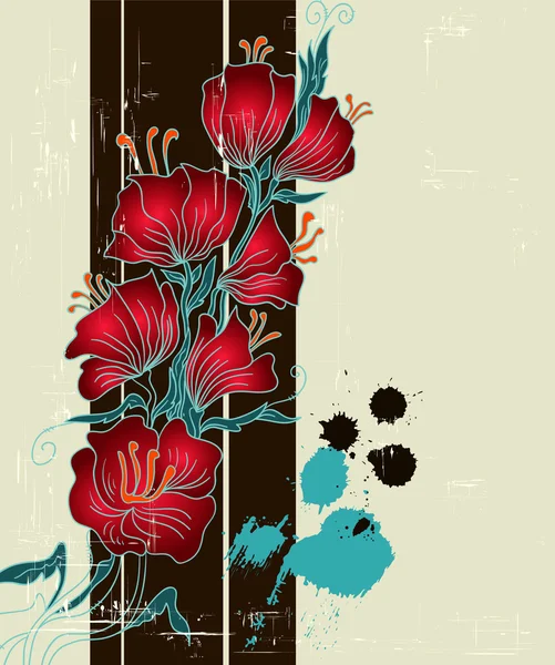 Grunge Hintergrund mit den Blumen — Stockvektor