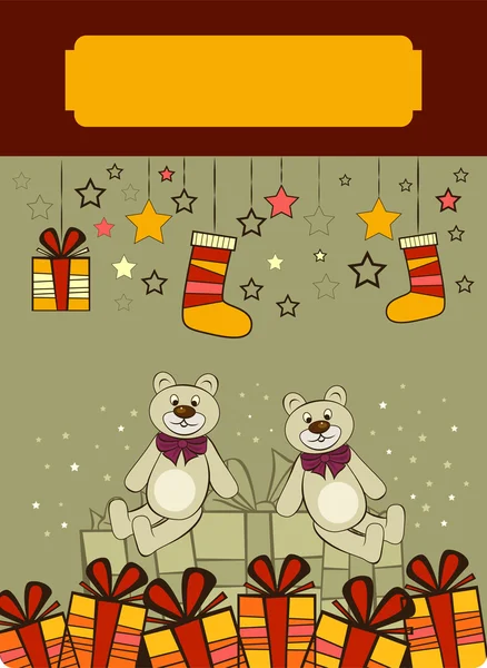Noel kartı ile ayılar — Stok Vektör