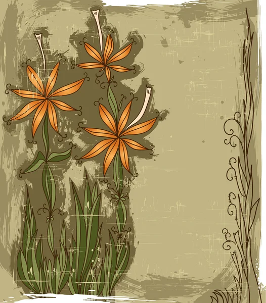 Grunge sfondo con i fiori — Vettoriale Stock