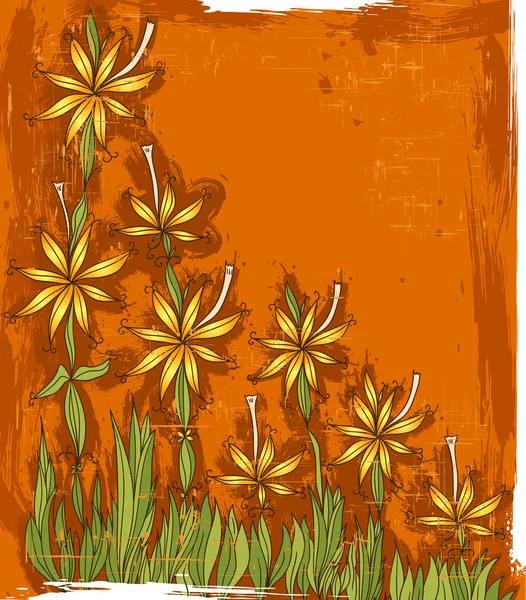 花とグランジ背景 — ストックベクタ