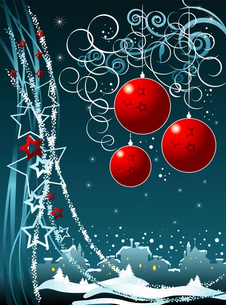 町のクリスマス カード — ストックベクタ
