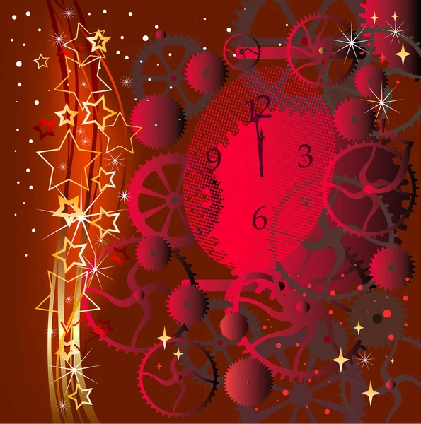 Vánoční přání s hodinami — Stockový vektor
