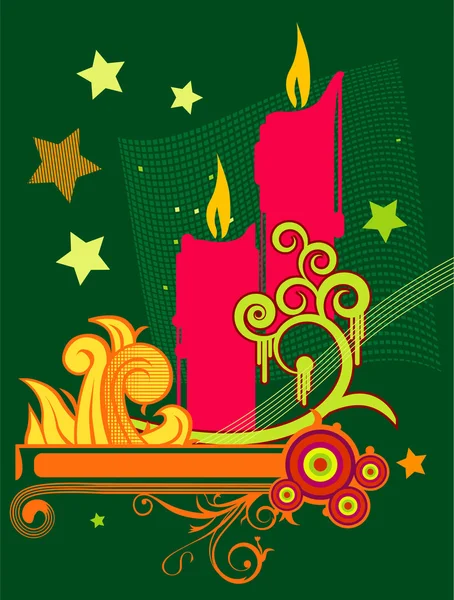 キャンドル付きのクリスマス カード — ストックベクタ