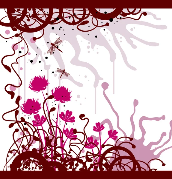 Grunge bakgrund med blommor — Stock vektor