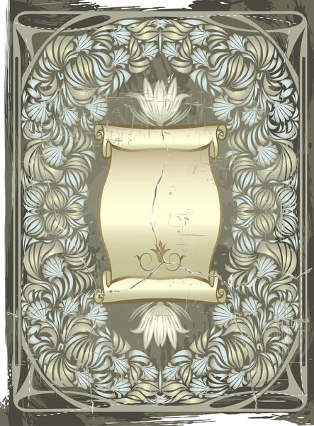 Moldura de prata vintage com as flores Ilustração De Stock