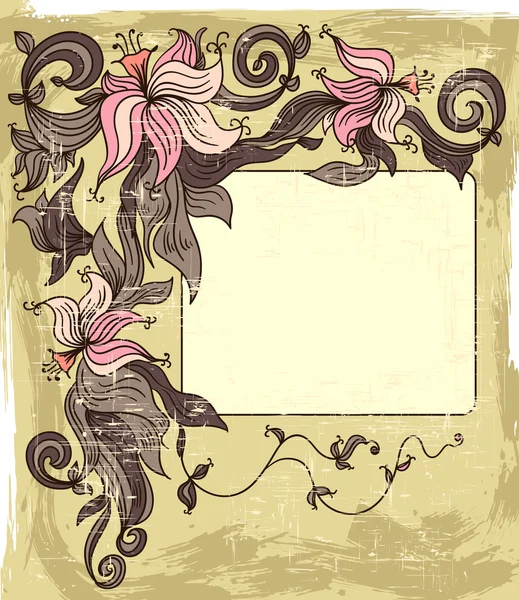 花とグランジ背景 ロイヤリティフリーのストックイラスト