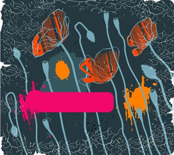 Grunge Hintergrund mit den Mohnblumen Stockillustration