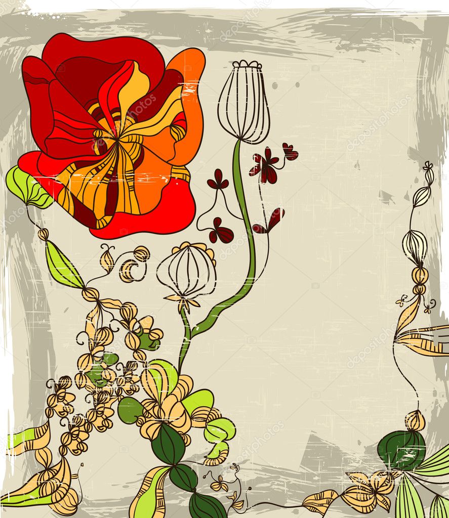 Grunge background with the flowers Stock Vector by ©luneelena 1465151