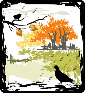 Grunge autumn background clipart