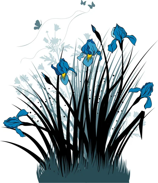 Fond floral avec les iris — Image vectorielle