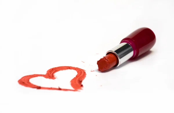 Forme de coeur en rouge à lèvres — Photo