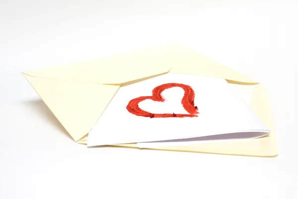 Otevřený dopis s tvarem srdce — Stock fotografie