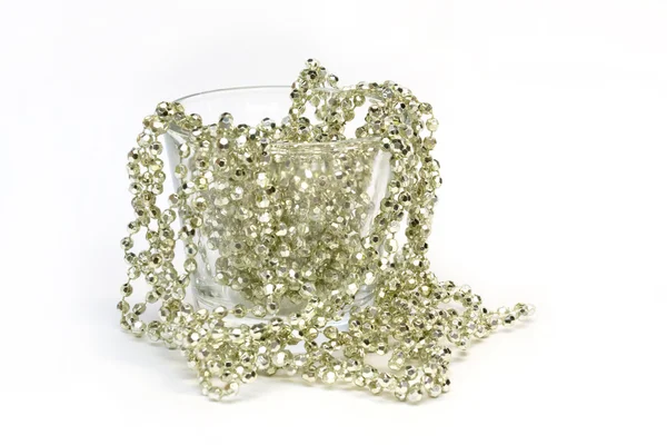 Gyllene dekoration pärlor i glas — Stockfoto