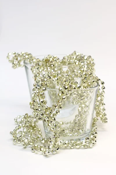 Perles de décoration dorées en verre — Photo