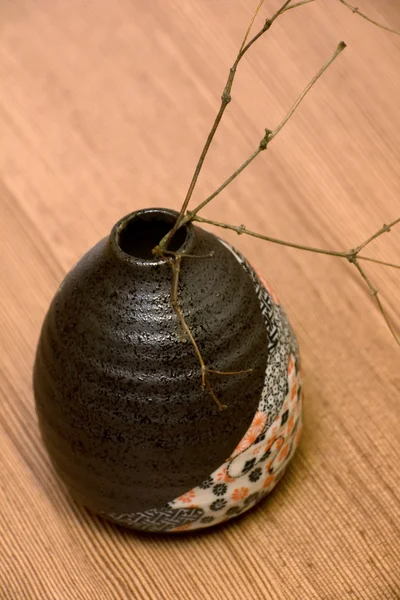Japani maljakko ja oksa — kuvapankkivalokuva