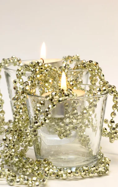 Dvě svíčky ve skle — Stock fotografie