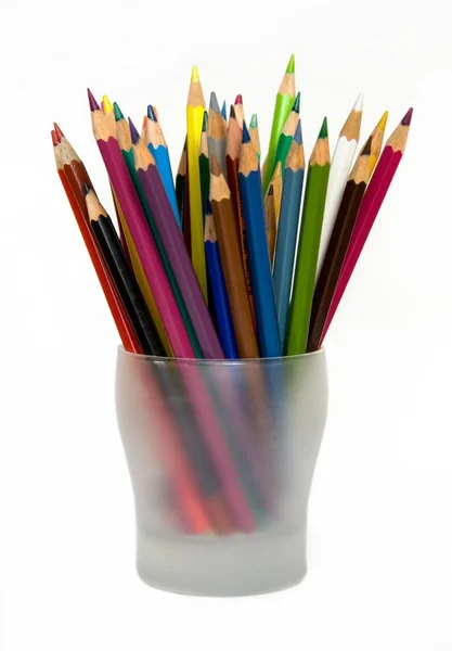Surtido de lápices de colores en vidrio —  Fotos de Stock