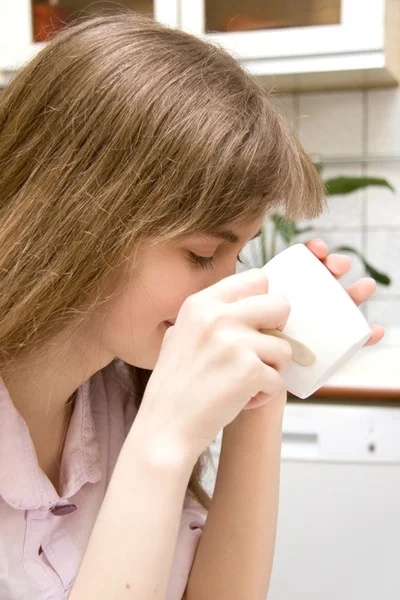 stock image Young Girl with Morning Coffee