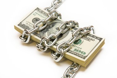 Shackled stack of dollars clipart