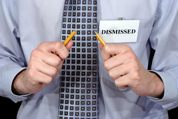 stock image Dismissed person with broken pencil.