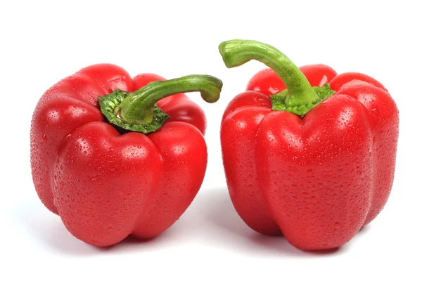 Twee rode paprika. Rechtenvrije Stockfoto's