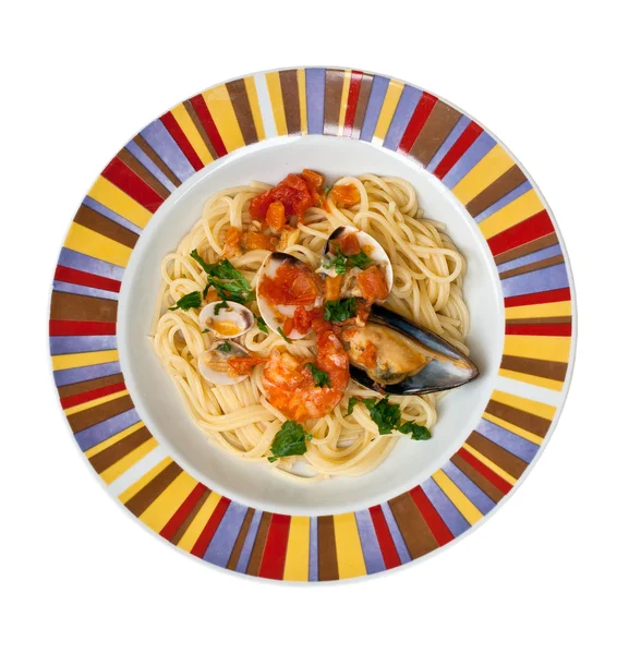 Spaghetti met schaal-en schelpdieren — Stockfoto