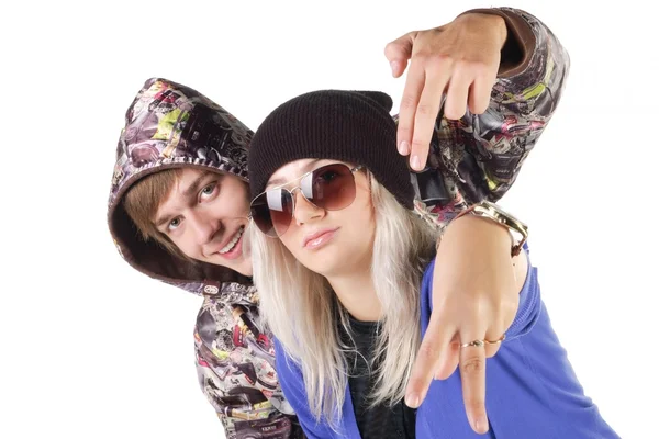 genç gülümseyen rap Çift.